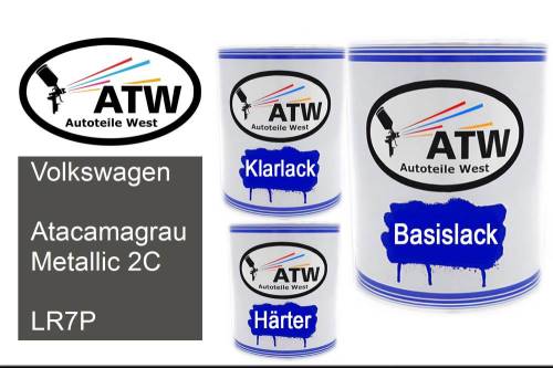 Volkswagen, Atacamagrau Metallic 2C, LR7P: 1L Lackdose + 1L Klarlack + 500ml Härter - Set, von ATW Autoteile West.